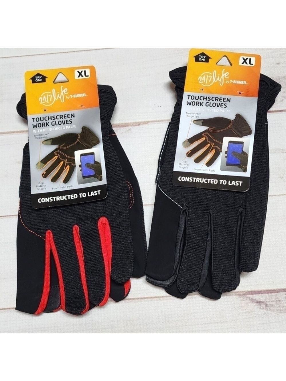 24/7 Life Two Pair of Touchsceen Work Gloves Size XL - New With Tags